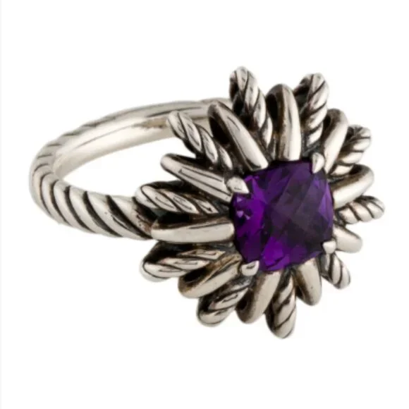 DAVID YURMAN amethyst STARBURST ring, Sz 6.25 - Picture 3 of 8